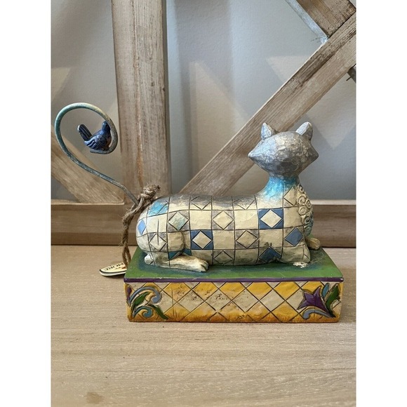 Jim Shore Heartwood Creek 2006 Patience Cat Figure With Bird V4006926 - Picture 4 of 6